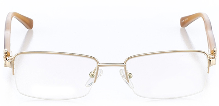 bordeaux: women's rectangle eyeglasses in gold - front view