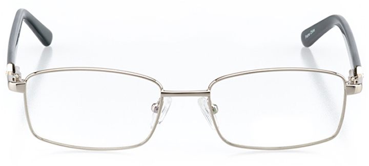 charleston: women's square eyeglasses in silver - front view