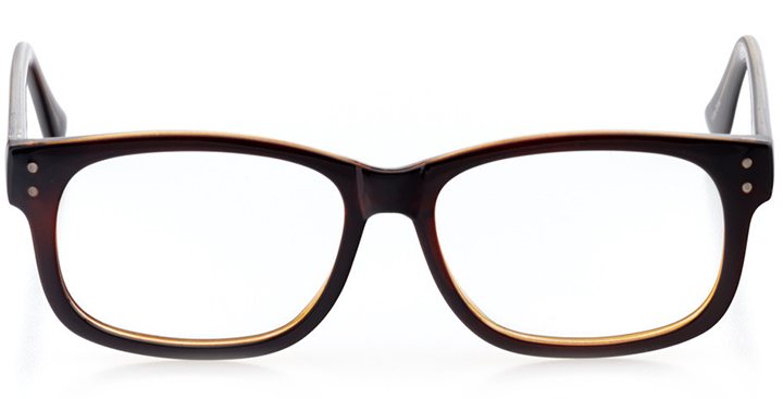 glasgow: square eyeglasses in brown - front view