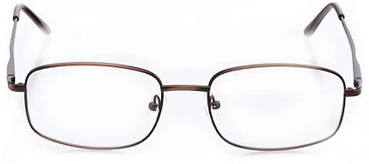 brussels: men's rectangle eyeglasses in brown - front view