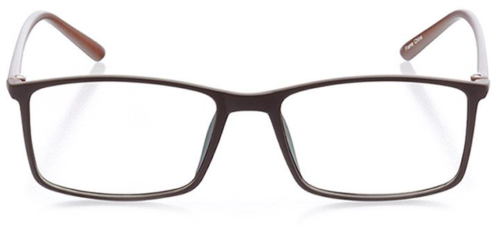 kingsland: men's rectangle eyeglasses in brown - front view